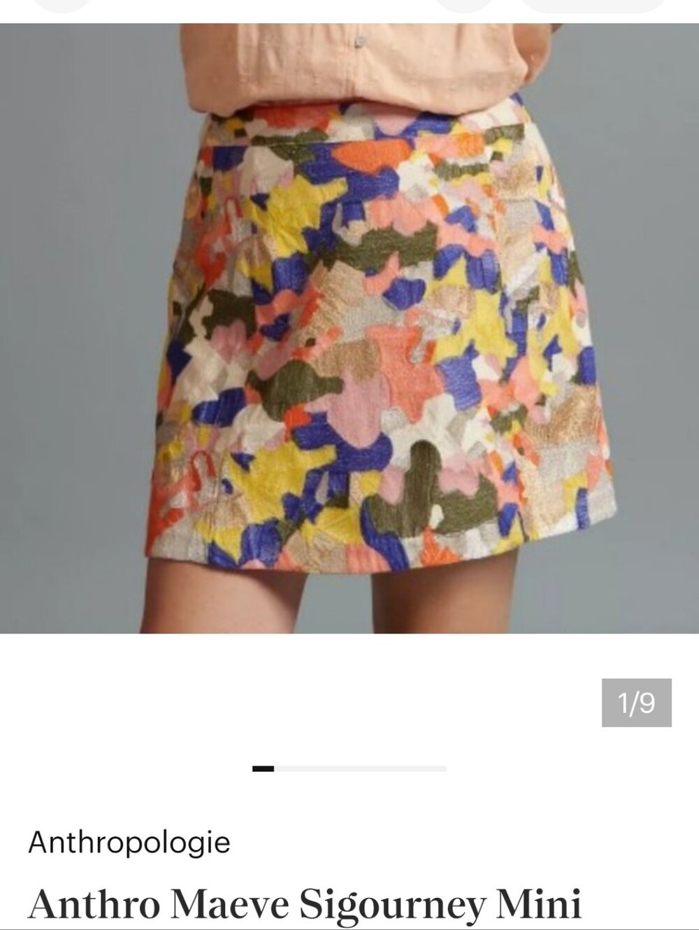 Anthropologie Mini Skirt in Multicolor Abstract Mosaic